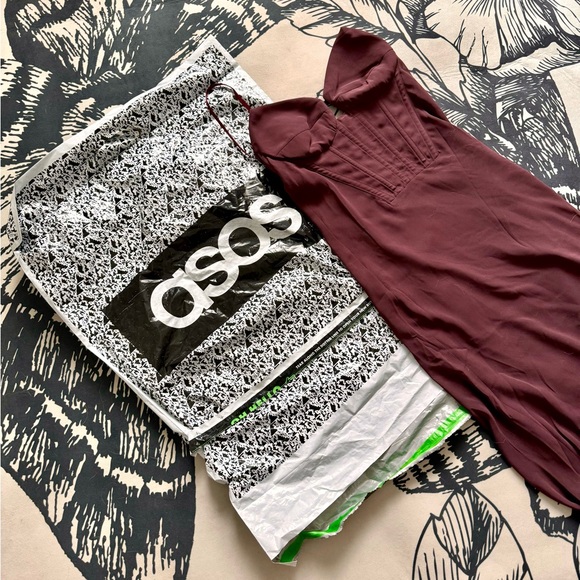 🔥NWT🔥 ASOS Corset Dress w Ruffle Asymmetrical Hem - Picture 12 of 16